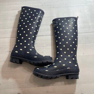 Joules navy blue polka dot womens rain boots size‎ 7